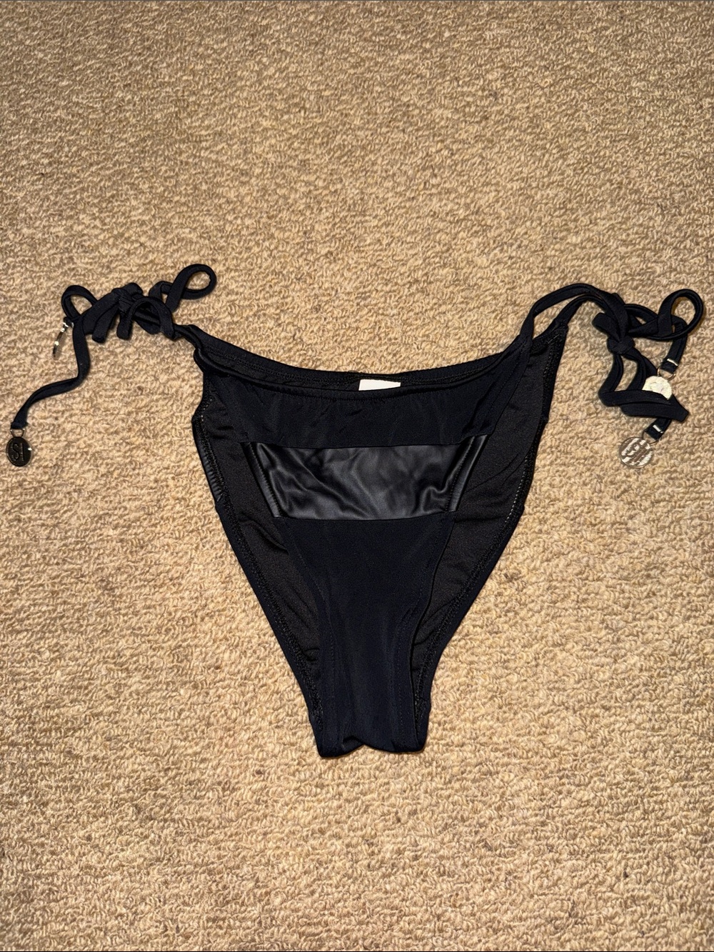 SI Tie-Side Bikini Bottom w/Faux Leather Strip M